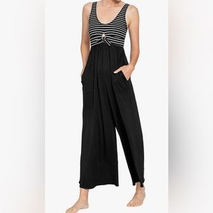 NWOT Robin Piccone size medium black and white striped jumpsuit